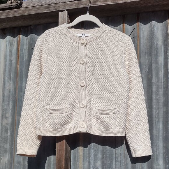 UNIQLO Women's Knitted Short Jacket Sweater/Cardigan Pockets Chic Size Small - Picture 6 of 12